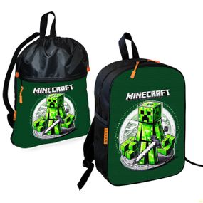 Школьный рюкзак детский Minecraft + Сумка для обуви спортивной формы рюкзак-мешок  для мальчика (01741)