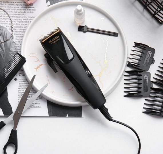 Професійна дротова машинка MAGIO MG-591 з титановим покриттям для стрижки волосся 25 Вт