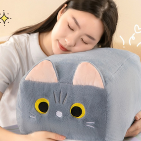 Мягкая плюшевая игрушка серый Кот-Кубик 40 см скидка