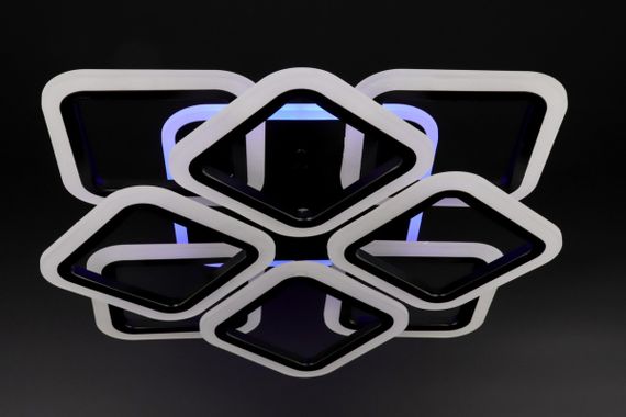 Люстра світлодіодна стельова LED світильник для квартири на стелю лед з пультом 25753 Чорний 11х50х50 см. | Зображення 6