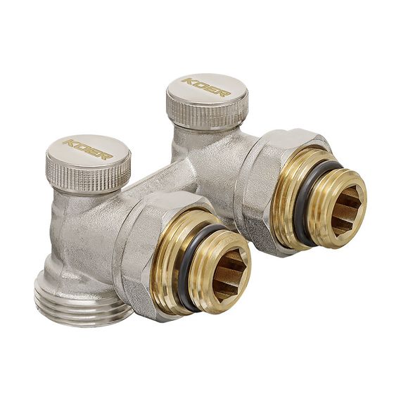 Комплект для нижньої підкл. радіатора Koer SET-21 - 1/2"x3/4" (кутовий) з термоголовкою ЗЗ (KR3173) | Зображення 3