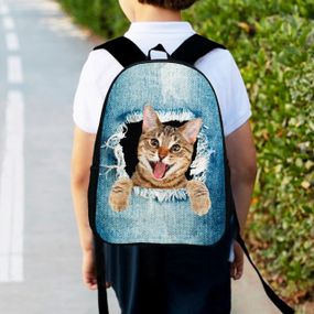 Рюкзак детский с котом 34х27 см,ранец городской с котиком для мальчика,девочки (00480)