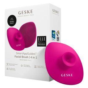 Щітка для обличчя GESKE Facial Brush 4в1 з тримачем white, Малиновий