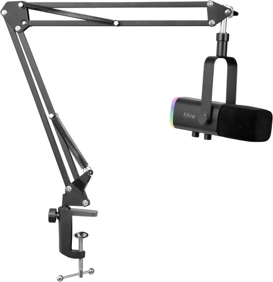 Микрофон динамический стриминговый потоковый с кронштейном RGB-подсветкой для студии подкастов гейминга ПК
