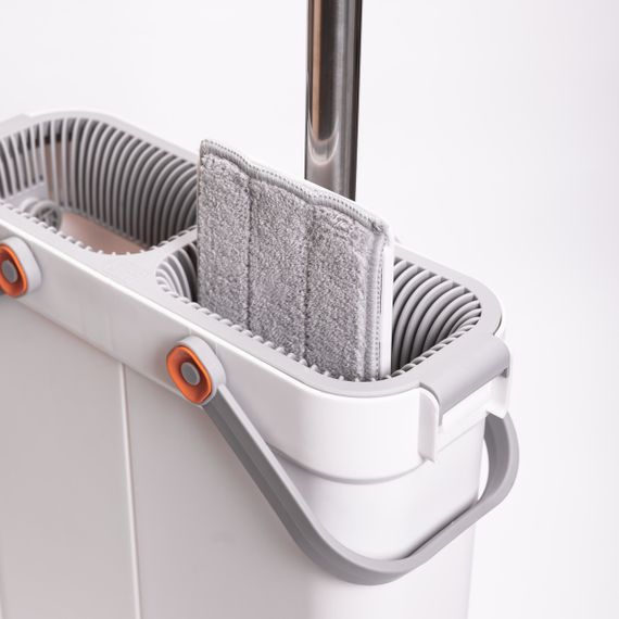 Швабра с ведром для мытья пола с отжимом, плоская насадка из микрофибры, набор для уборки дома HP-35015-18 | Зображення 7