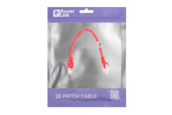 Патч-корд 2E Cat 5e,UTP,RJ45, 26AWG ,7/0.16 CCA, 0.20m, PVC,Red (2E-PC5ECA-020RD) | Зображення 2