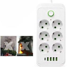 Фільтр з USB (6×220В+4×USB+1×Type-C) QL-1075U 5 метрів Білий