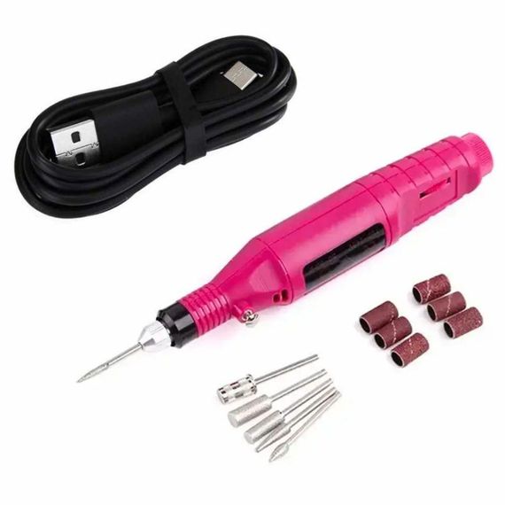 Портативна фрезер-ручка для манікюру 20000 об/хв + 6 фрез, Рожевий / Машинка для апаратного манікюру | Зображення 9