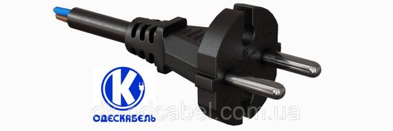 Кабель провод с вилкой без заземляющего контакта ПВС-ВП-2*1,5-250-08-16-1,7-Ч Одескабель