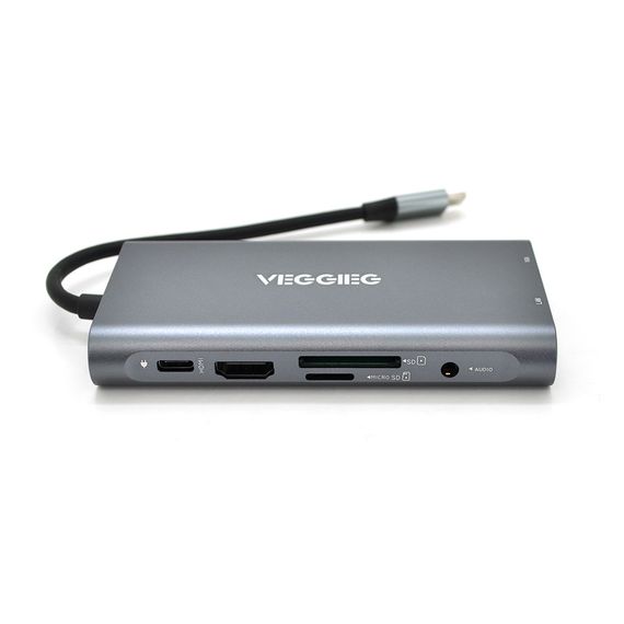 Хаб-конвертор VEGGIEG TC10-U Type-C (тато) на Type-C (мама) + USB3.0 * 3 (мама) + HDMI (мама) + VGA (мама) + SD / TF + RJ45, 10