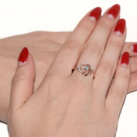 Кольцо из красного золота с топазом 16.5 | Зображення 2