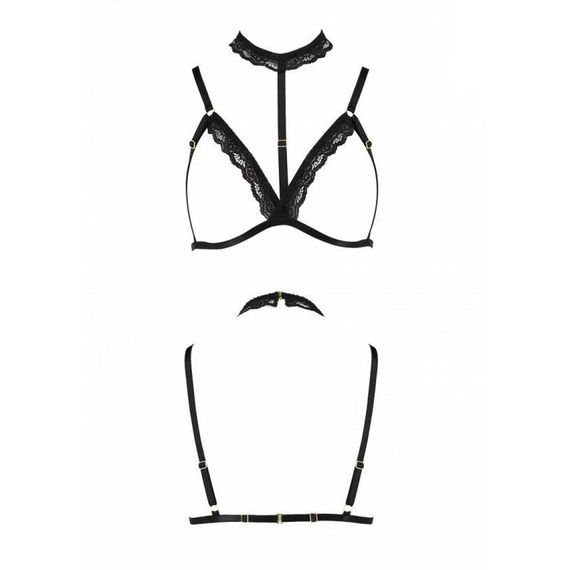 Бюстгальтер-стрепи з чокером Shelly Bra black — Passion Exclusive, 2XL/3XL | Зображення 4