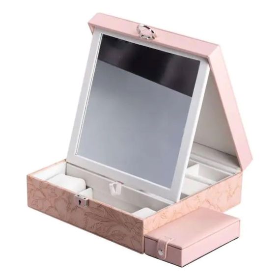 Скринька для прикрас з еко шкіри 2 яруси із замком органайзер для ювелірних виробів HP-5-22P | Зображення 4