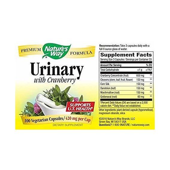Клюква Nature's Way Urinary with Cranberry 420 mg 100 Caps | Зображення 1