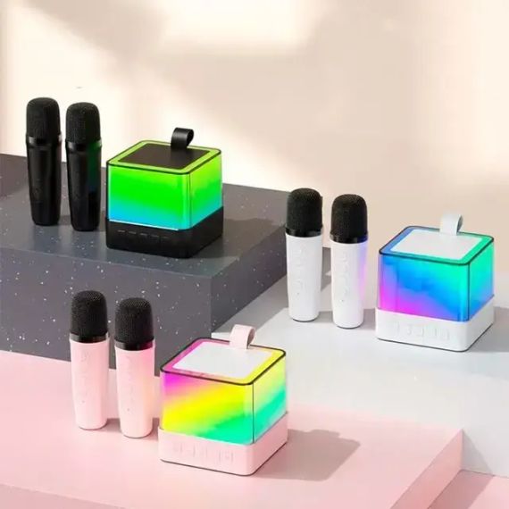 Портативна Bluetooth колонка K18 з LED підсвічуванням 2 мікрофони рожевий | Зображення 1