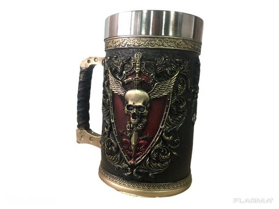 Кружка Чашка 3D Skull Mug Череп Пивная кружка с Гербом Крылатого Черепа | Зображення 6
