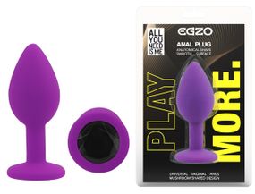 Силіконова анальна пробка EGZO - Silicone Purple Round Plug Black, size S Sex Aura