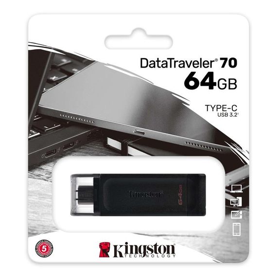 Накопитель Kingston 64GB USB-C 3.2 Gen 1 DT70 (DT70/64GB) | Зображення 2