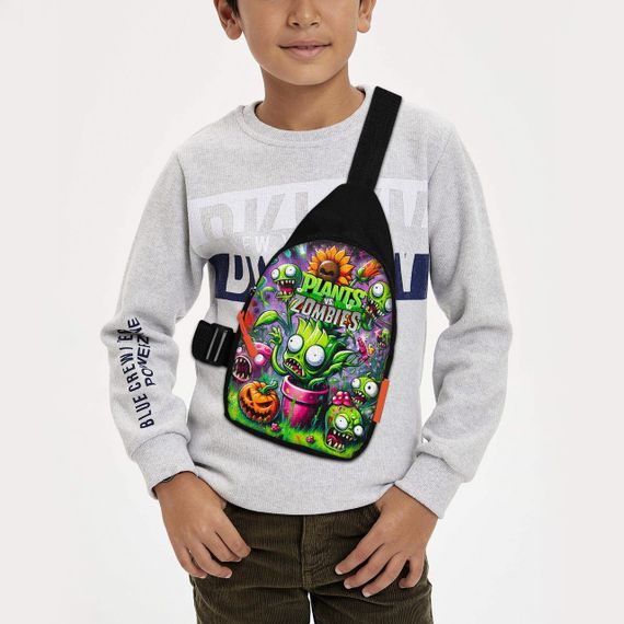 Сумка через плече дитяча Рослини проти зомбі 29х17 см сумка слінг для хлопчика (02148)
