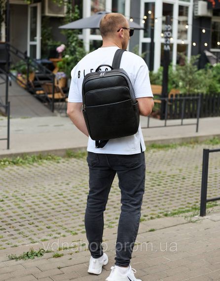 Универсальный мужской рюкзак из кожи 41х31х16, удобный рюкзак для ноутбука и документов, черный | Зображення 6