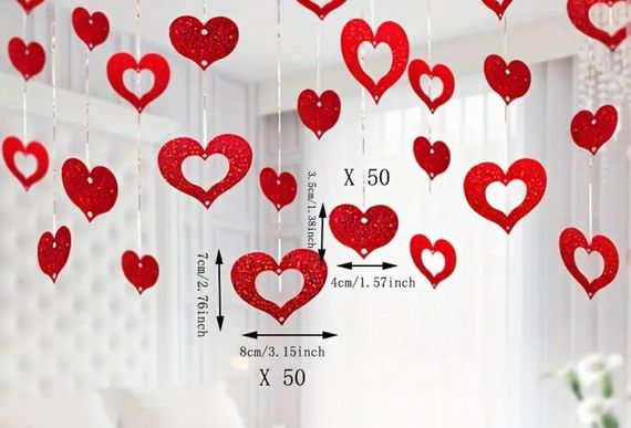 ГІРЛЯНДА ІЗ СЕРДЕЧОК  ЧЕРВОНА | Зображення 4