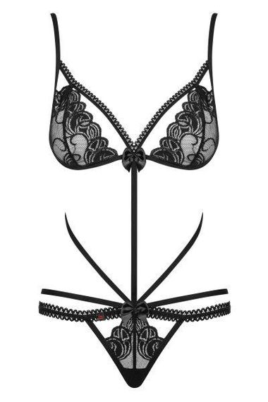 Боди кружевное со стрепами Obsessive Wonderia черный, S/M sexstyle | Зображення 2