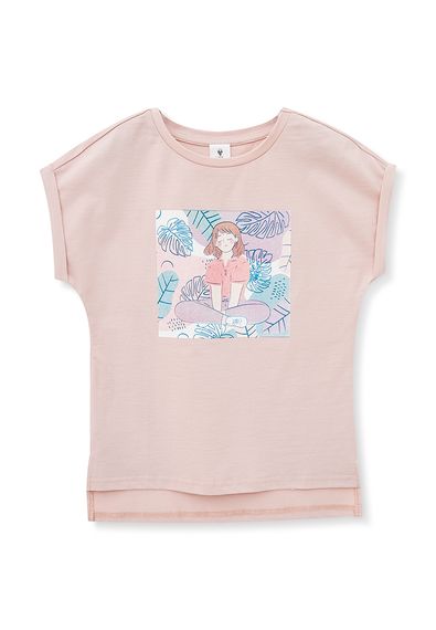 Футболка для дівчат пудрова з малюнком, 146