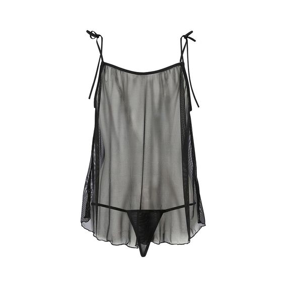 Сорочка прозора бебі-дол Passion MELANIA CHEMISE XXL/XXXL, black, трусики, на тонких бретелях | Зображення 3