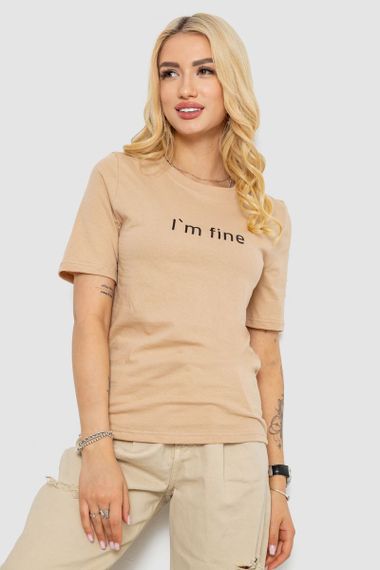 Футболка жіноча з принтом, колір бежевий, 241R1833