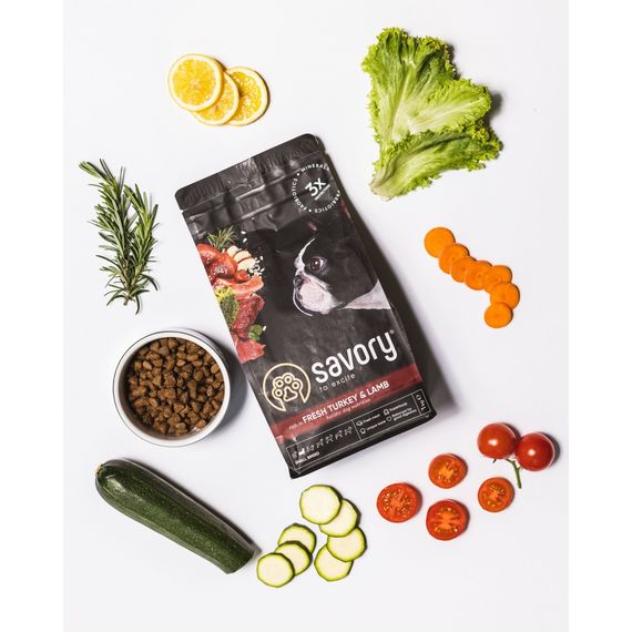 Корм сухий Savory Small Breed rich in Fresh Turkey and Lamb для дорослих собак малих порід зі свіжим ягням та індичкою 1 кг | Зображення 5