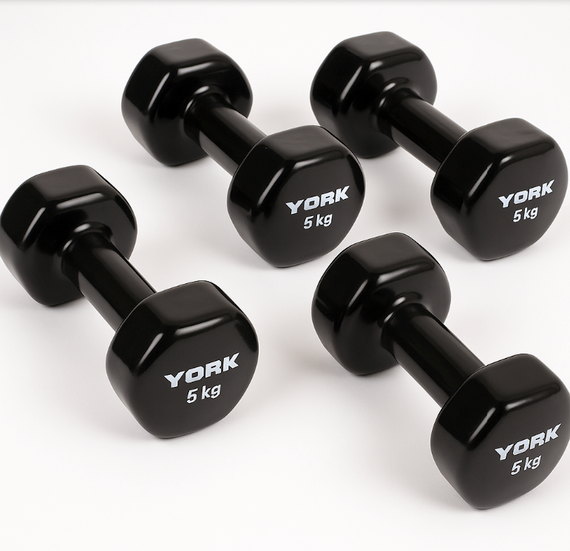 Гантели для фитнеса виниловые круглые York Fitness 2х5кг черный | Зображення 3