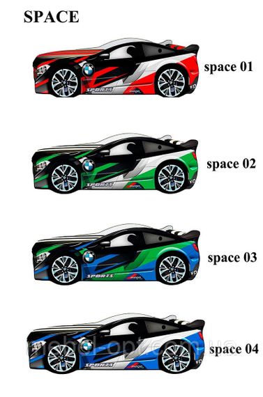 Кровать машинка серия Space 03 модель BMW сине-зеленый со спортивным матрасом и подушкой | Зображення 4