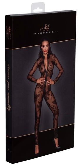 Комбінезон сексуальний напівпрозорий L F237 Noir Handmade, з візерунком та блискавкою | Зображення 6