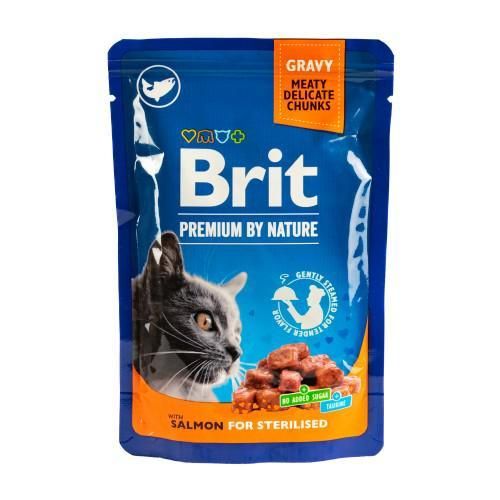 Влажный корм Brit Premium Cat pouch для стерилизованных кошек, лосось, 100 г | Зображення 3