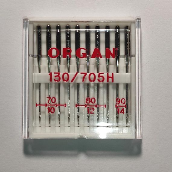 Голки швейні універсальні ORGAN №70/80/90 пластиковий бокс 10 штук для побутових швейних машин
