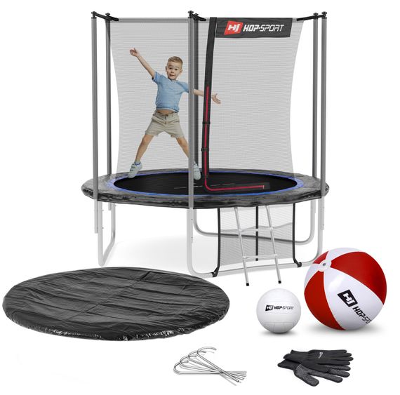 Батут Hop-Sport 8ft (244см) чорно-синій з внутрішньою сіткою | Зображення 3