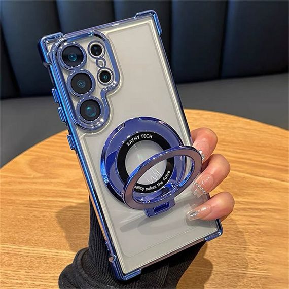 Силиконовый чехол с кольцом для Samsung Galaxy S24 Ultra цвет Синий | Зображення 1