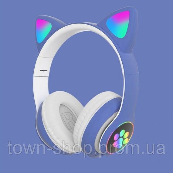 Беспроводные LED наушники с кошачьими ушками CAT STN-28. Цвет: синий | Зображення 7