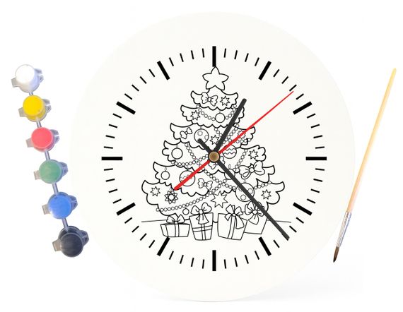 Детский набор для творчества часы раскраска Новогодняя елка 30 см (Г0064) | Зображення 3