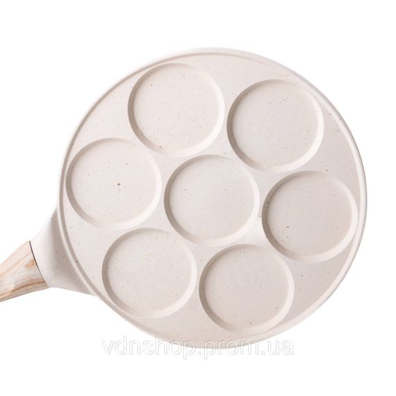 Сковорода з антипригарним покриттям 26 см для млинців, яєць та оладок 7-сегментна кругла бежева HP-39-582-W | Зображення 2