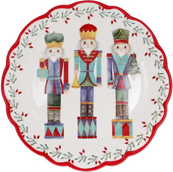 Підставка для торта "Лускунчик" 21.6см, кераміка, червоно-біла | Зображення 1
