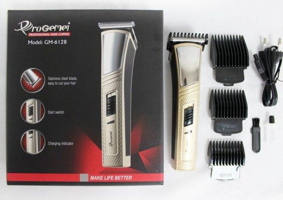 Профессиональная аккумуляторная машинка Pro Gemei GM-6128 беспроводная для стрижки волос с насадками | Зображення 4