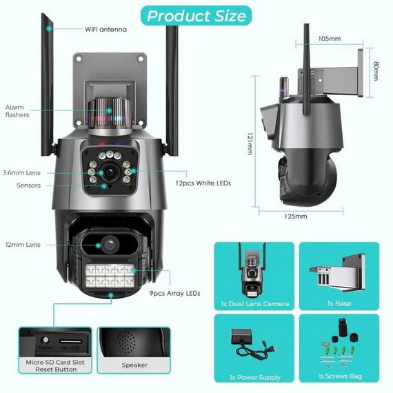 Камера для вулиці Besder P10Q-8MP, Бездротова камера нічного бачення для спостереження   знижка