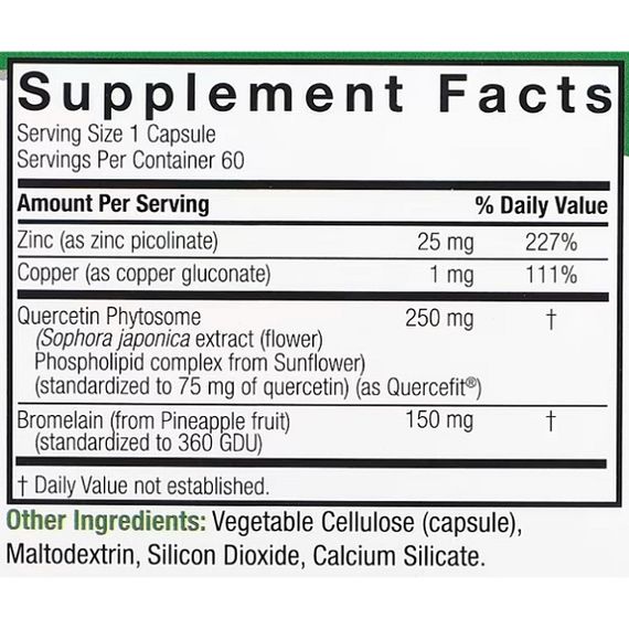 Кверцетін Nature's Answer Quercetin Blend 250 mg 60 Veg Caps | Зображення 1