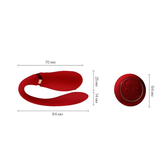Смартвібратор для пар Zalo Fanfan set Bright Red, пульт ДК | Зображення 2