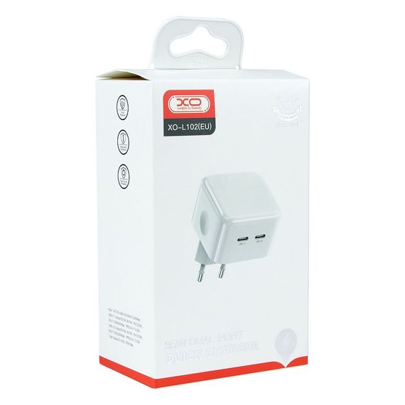 Мережевий зарядний пристрій XO L102 EU Dual Type-C Port 35W (33607-01_321) | Зображення 2