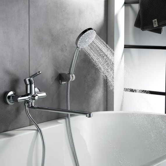 Смеситель латунный для ванны Lidz Astra 005 с поворотным изливом (c душевым гарнитуром) (k35) LDAST005CRM48088 Chrome | Зображення 9