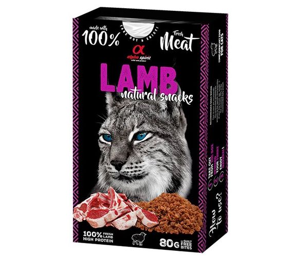 Ласощі для котів з ягнятиною Alpha Spirit Lamb Natural Snacks Cat, 80 гр