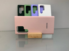 Samsung Galaxy S22 Ultra | Протиударний чохол з логотипом | Soft Touch | пудровий