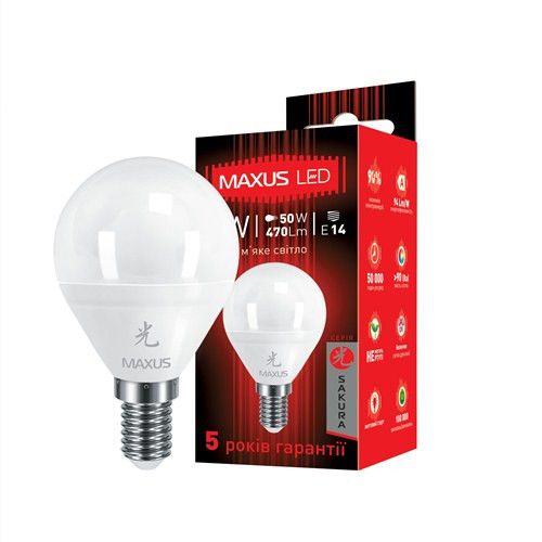 LED лампа E14 Maxus G45 F 5W (470Lm)  4100K 220V AP | Зображення 3